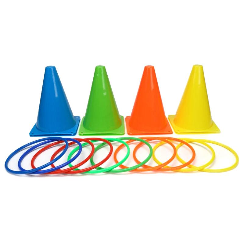 Party Games Ring Toss Game Carnival Combo Set Soft Plastic Cones Ring Toss Games Throwing Game Toy For Kid Adult