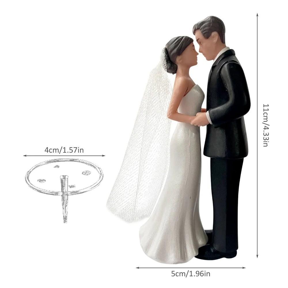 White/Black Couple Wedding Cake Topper Bride & Groom Figurines Bridal Shower Decoration