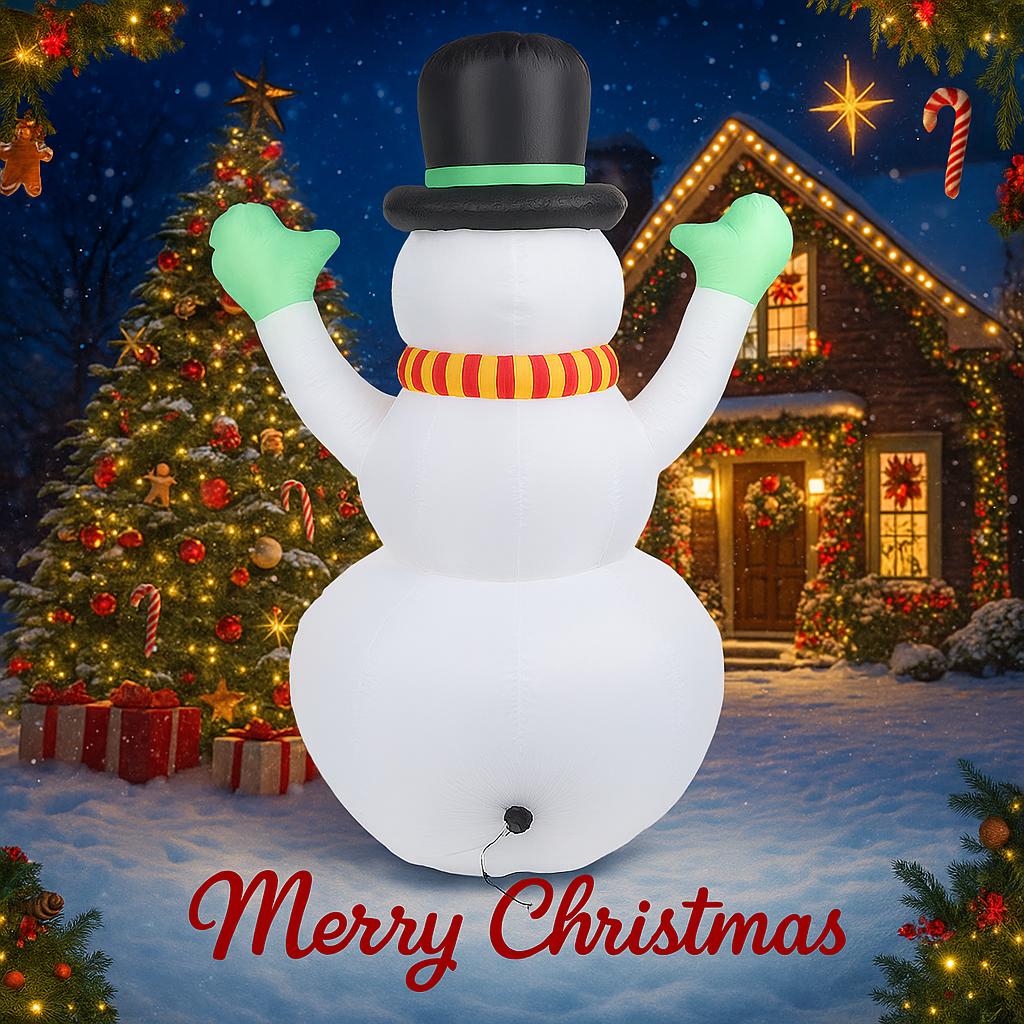 7.22FT Christmas Inflatable Toys Xmas Yard Lawn Decoration Scarf Snowman Home Supplies Ornaments Festive Gifts with LED Light