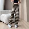 Plaid High-Waist Wide Leg Pants - Lightweight, Versatile, Plus Size, Women's Slimming Loose Fit, Spring/Summer Style.