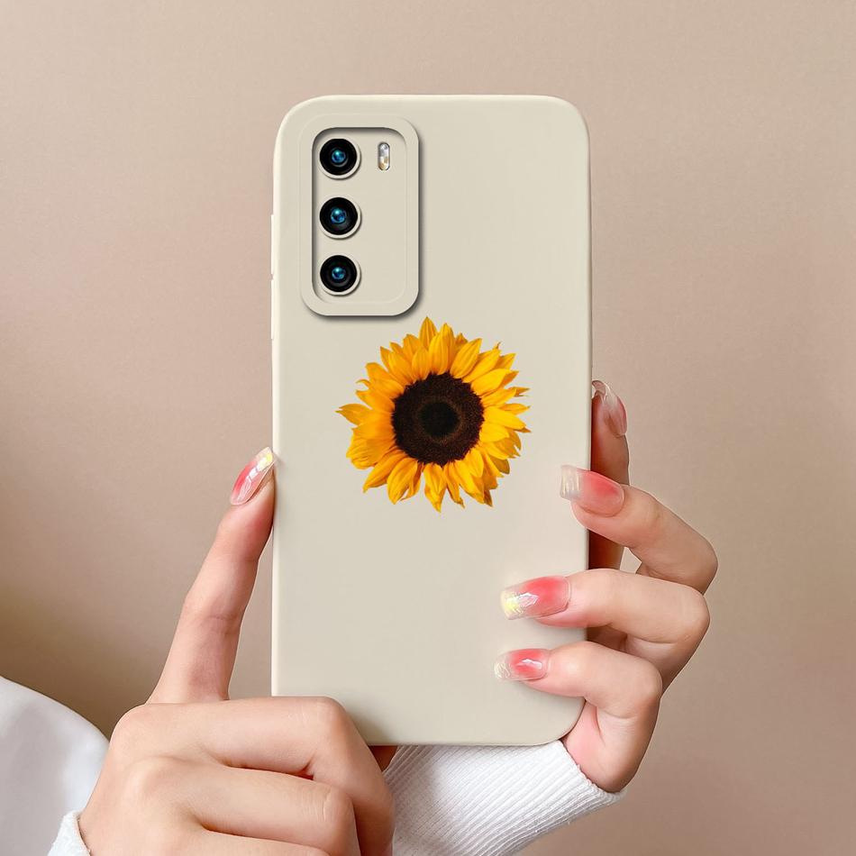 Чехол для Huawei P40 Pro Цветок Пилот Задняя крышка Мягкий Жидкий Силикон Защита Камеры Чехол для Телефона Для Huawei P 40 P40Pro Coque
