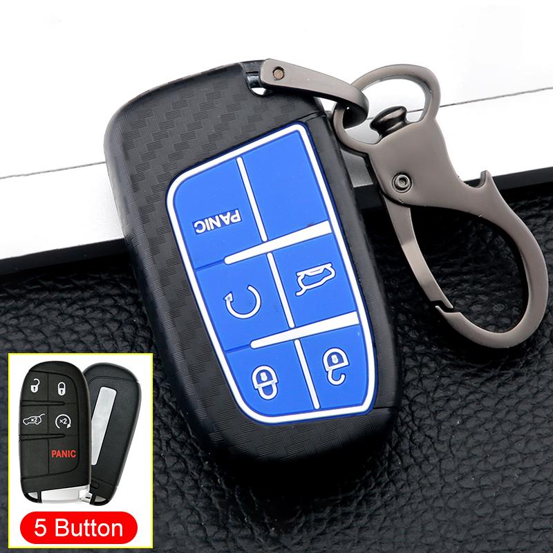 Чехол для дистанционного ключа автомобиля из АБС-пластика из углеродного волокна для Jeep Grand Cherokee WK2 SRT Renegade Compass 2th для Chrysler 200 300
