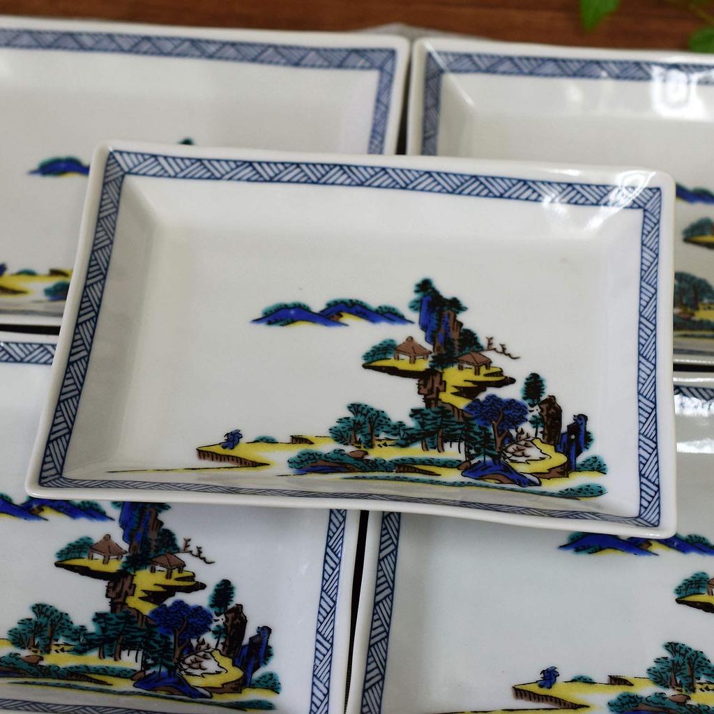 Стильный набор маленьких тарелок Кутани с пейзажем, сделано в Японии (5 кусков) Дизайн,