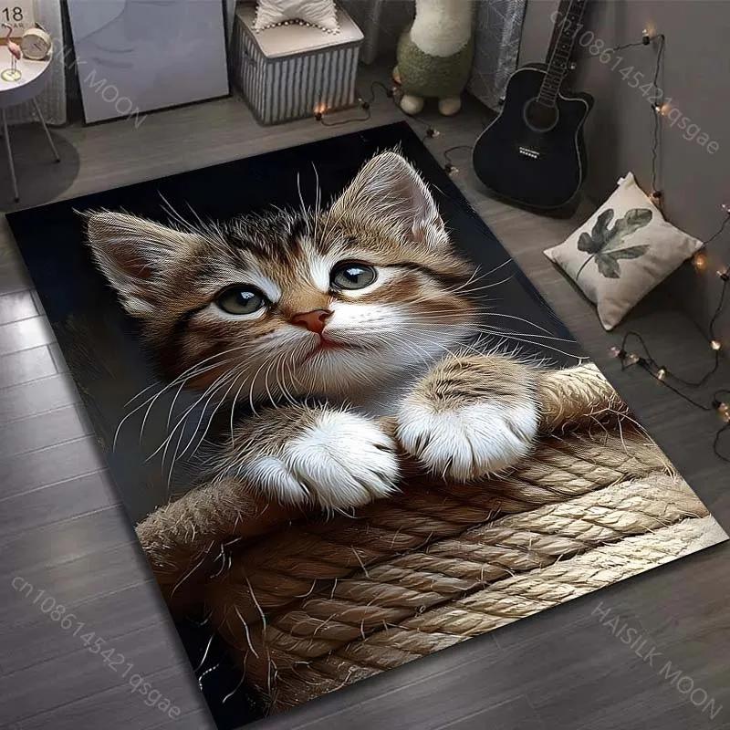 3D Милый Котенок Узор Ковер Коврики для Спальни Гостиной Дивана, Коврик для Учебы Йоги Нескользящий, Несколько Размеров на Выбор Доставка на Следующий День