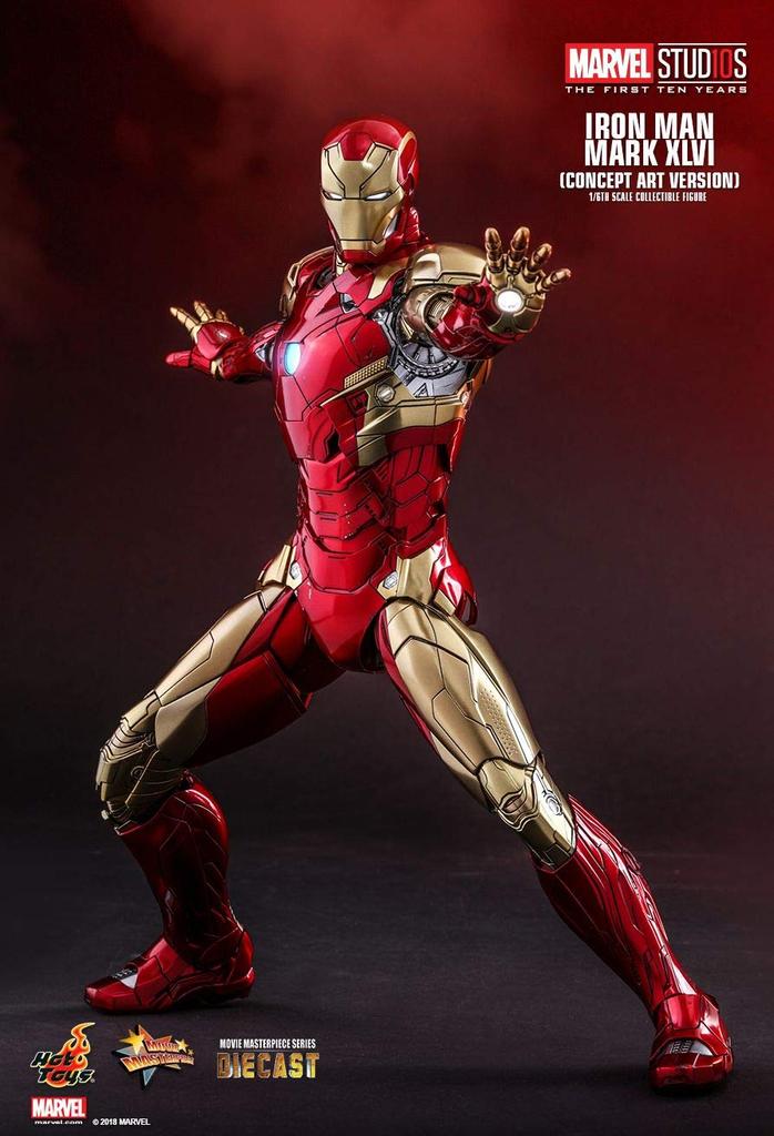 Movie Masterpiece DIECAST Marvel Studios 10th Anniversary Scale Figure Iron Man Mark 46 Art Endgame Exclusive Store by Hot Toys 1/6 (Concept Version)