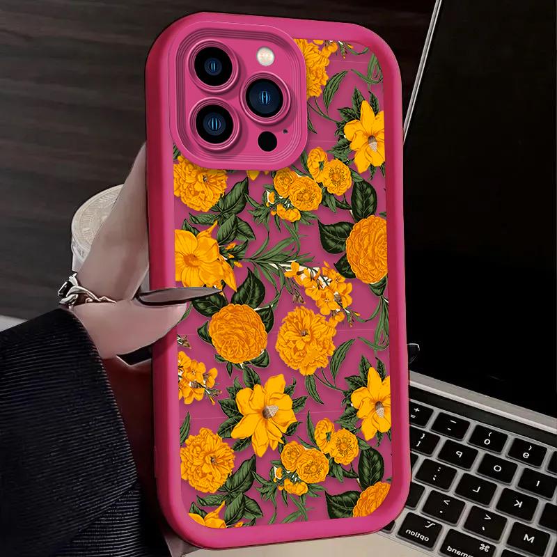Красивый чехол с подсолнухами для iPhone 17 Air 16 16E 15 14 13 12 11 Pro Max X XS X S Max XR SE 2020 SE4 7 8 Мягкая силиконовая накладка