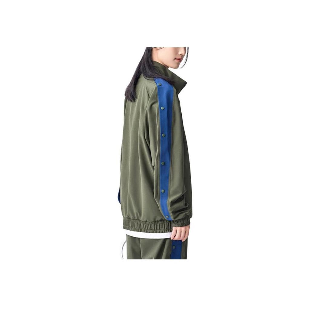 Puma T7 Logo Print Pattern Casual Zip-Up Stand Collar Retro Color Block Jacket Unisex Jacket Army-Green 628203-76