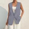 Ladies Summer Suit Jacket Work Casual Sleeveless V-Neck Single Button Solid Color Suit Vest