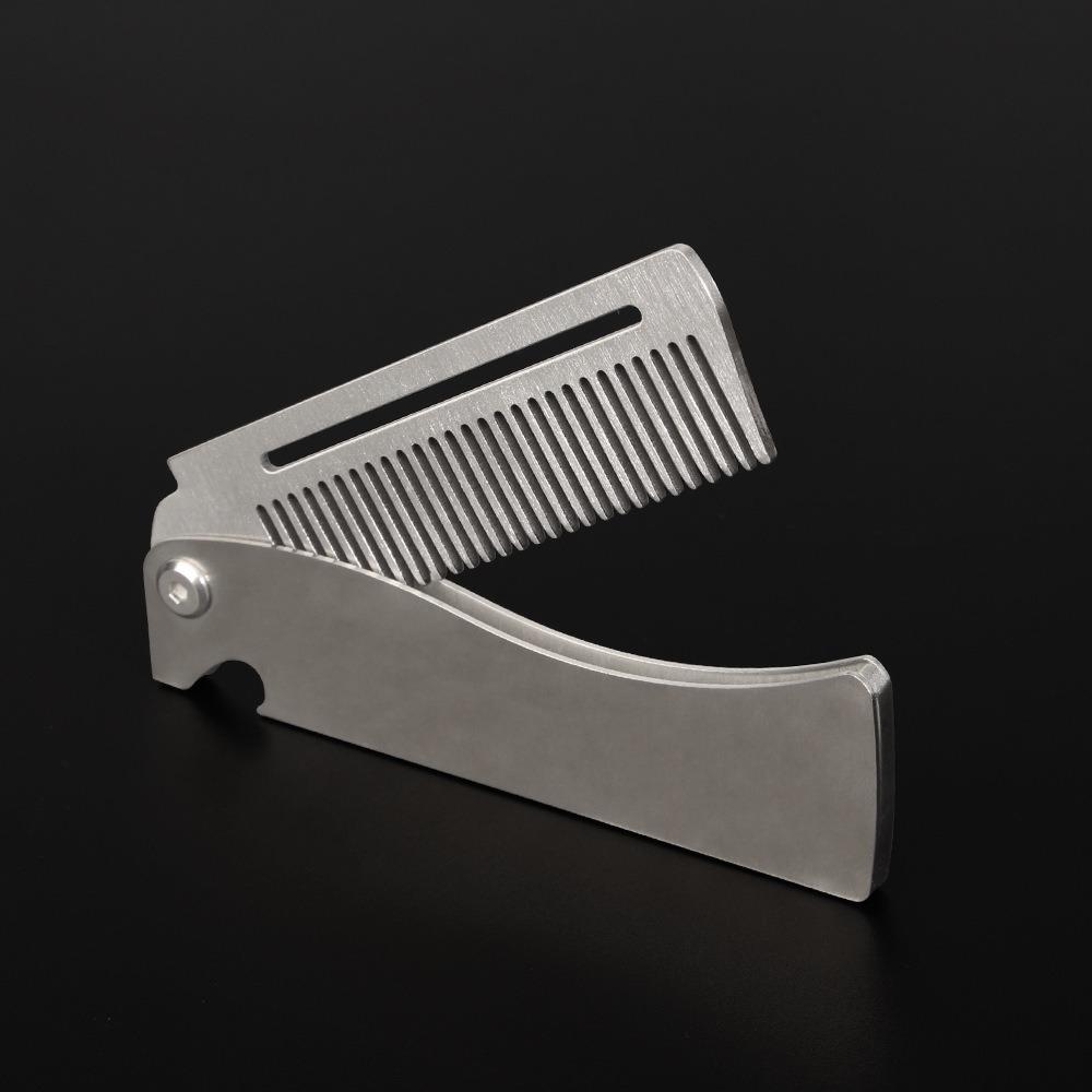 Beard Comb Folding Pocket Beard Combs Hairdressing Hair Styling Comb Portable Steel Combs Salon