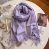 2024 New Scarf Women's Autumn and Winter Solid Color Imitation Cashmere Student Long Style Big Shawl for Warmth and Dual-use Thick Scarf