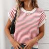 Летне-осенний вязаный топ с круглым вырезом, повседневный полосатый контрастный женский свитер