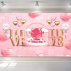 Valentines Day Theme Backdrop Pink Brick Wall Red Rose Flower Love Heart Balloon Party Decoration Portrait Photo Booth Props