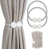 2PCs Magnetic Curtain Tiebacks Pearl Ball Home Curtain Buckle European Decoration Weave Clip Rope Straps Holder for Big Drapries