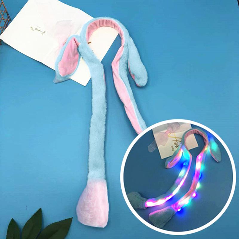 Милый светящийся ободок на голову с кроличьими ушками, сладкий, с двигающимися ушками, плюшевая игрушка, обруч для волос, реквизит для вечеринки, головной убор, подарок