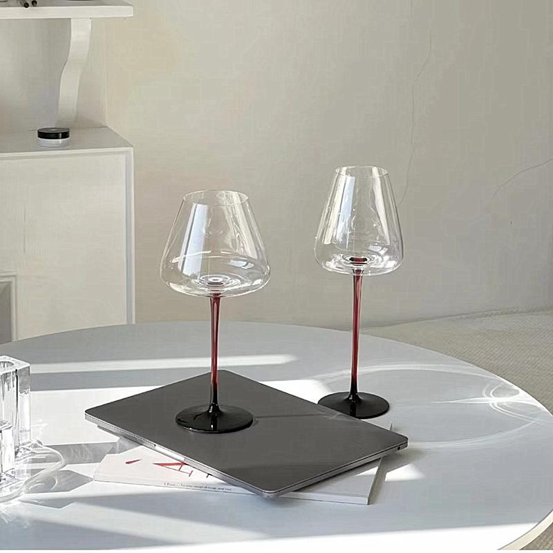 Luxury Black Bow Tie Burgundy Wine Glass Decanter Set Large Crystal Wine Champagne Goblet Bar Set
