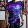 Мужская футболка для горного велосипеда с принтом Lightning Graphic, Темная гора, Downhill Rider, Принт по всей поверхности, Короткий рукав, Круглый вырез, Для улицы