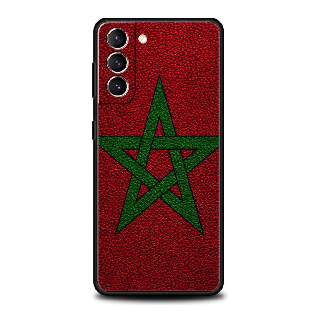 Чехол для паспорта и телефона с флагом Марокко для Samsung Galaxy S24 S23 S22 S20 Ultra S21 FE 5G S10 S9 Plus S10E S8 Note 20 Мягкий черный чехол