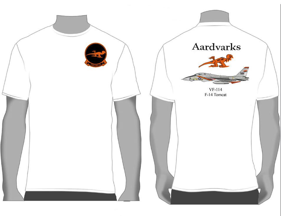 Naval VF114 Aardvarks F14 Tomcat Squadron TShirt 100 Cotton ONeck Summer Short Sleeve Casual Mens Tshirt Size S3XL