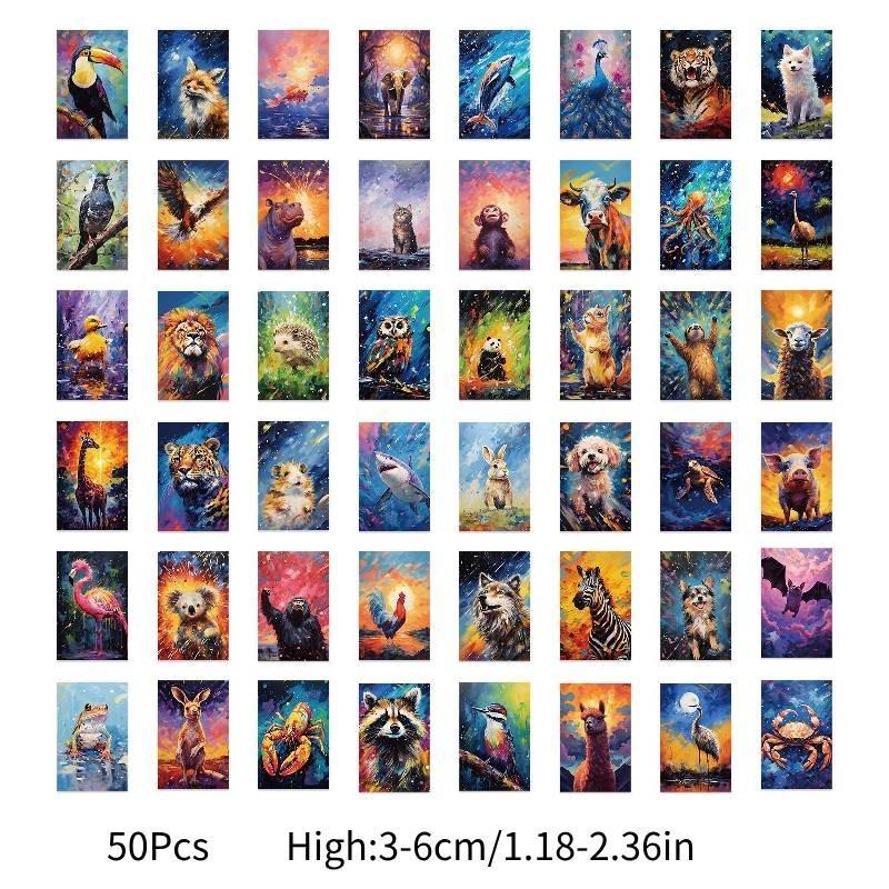 Animal 50pcs Colorful Doodle Stickers Guitar Notebook Luggage Waterproof Decals