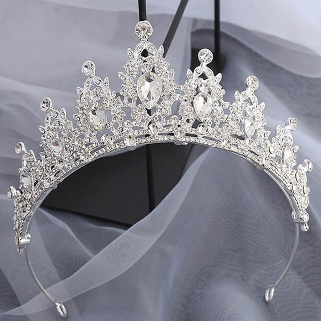Women Wedding Crown Headband Bride Alloy Rhinestone Crown Hair Accessories for Prom Costume Party