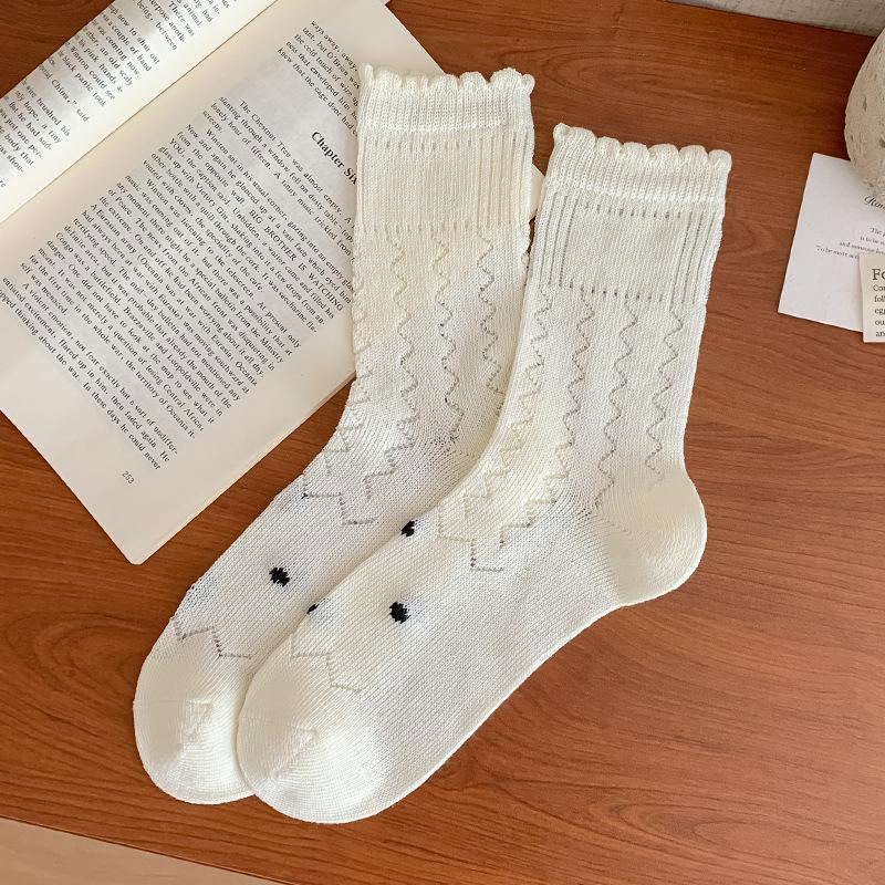 Женские летние тонкие новинки дышащая сетка темный цветок свободный раструб студенческий стиль носки-гольфы