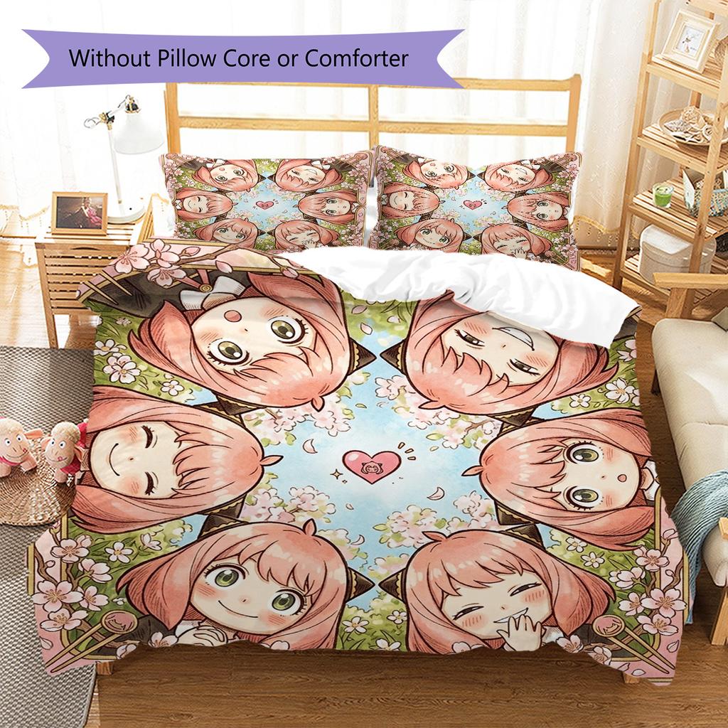 Anya Forger Pattern Bedding Quilt Set Quilt Cover Pillowcase Home Decoration Birthday Gift (1 * duvet cover + 2 * pillowcase, without core)