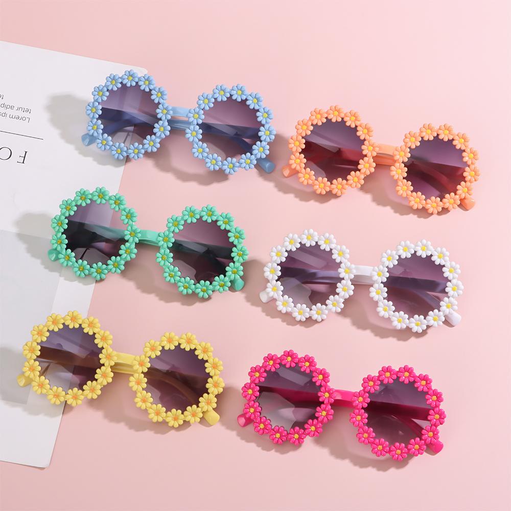 Girls Sun Protection Festival Party Flower Sun Glasses Kids Daisy Sunglasses Shades Round Frame
