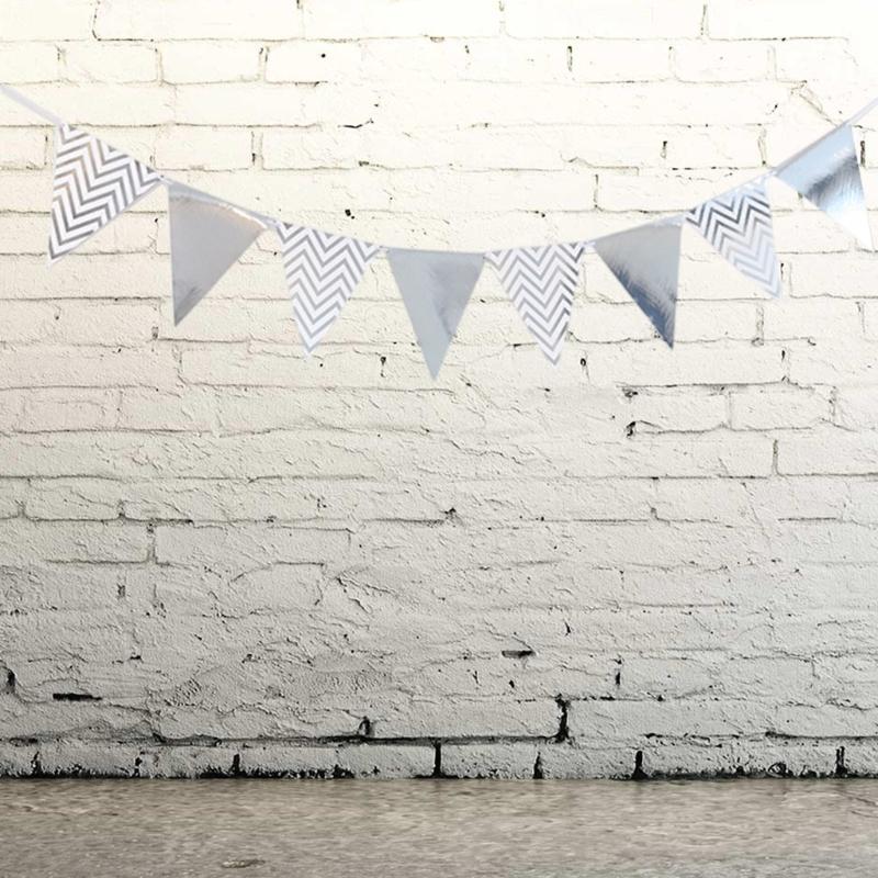 Metallic Bunting Birthday Party Triangle Pennant Decoration Photography Props for Adult Teen Birthday Party Decoration