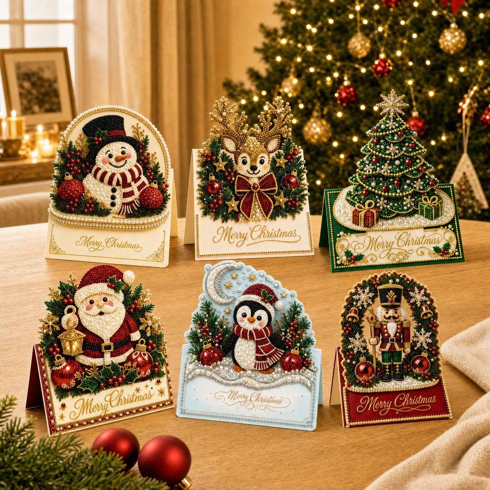 With Envelope Diamond Art Christmas Card 3D Pop Up DIY Christmas Card Pop Up Card Holiday Greeting