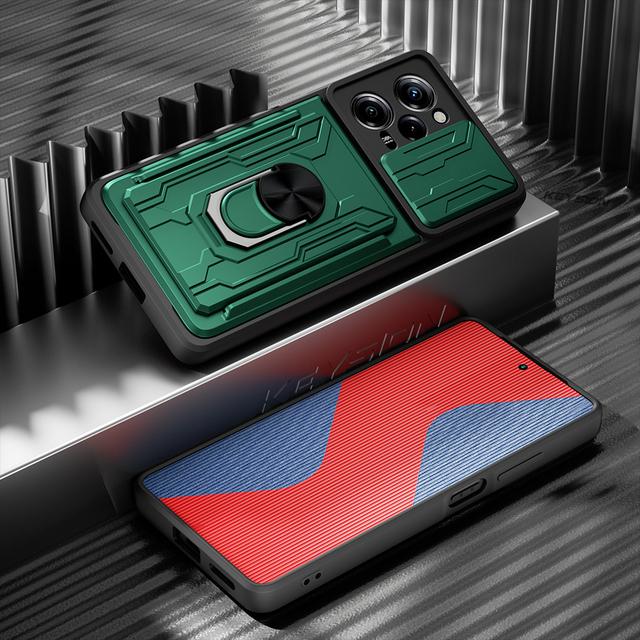 Противоударный бронированный жесткий чехол для Xiaomi POCO X5 Pro 5G F4 GT X4 NFC-кошелек, слот для карт, кольцо-подставка, защитная крышка для объектива камеры для POCO F5 Pro M5S