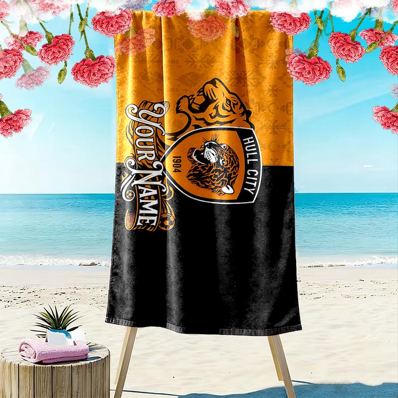 Полотенце для пляжа с принтом Hull City A.F.C, Большое Мягкое Быстросохнущее Полотенце для Пляжа Кемпинга Плавания