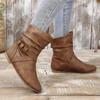 Flat Sole Female Ankle Boots Women Solid Color Wide Calf Short Boots Ladies Slip On Pleated Booties Designer Shoes