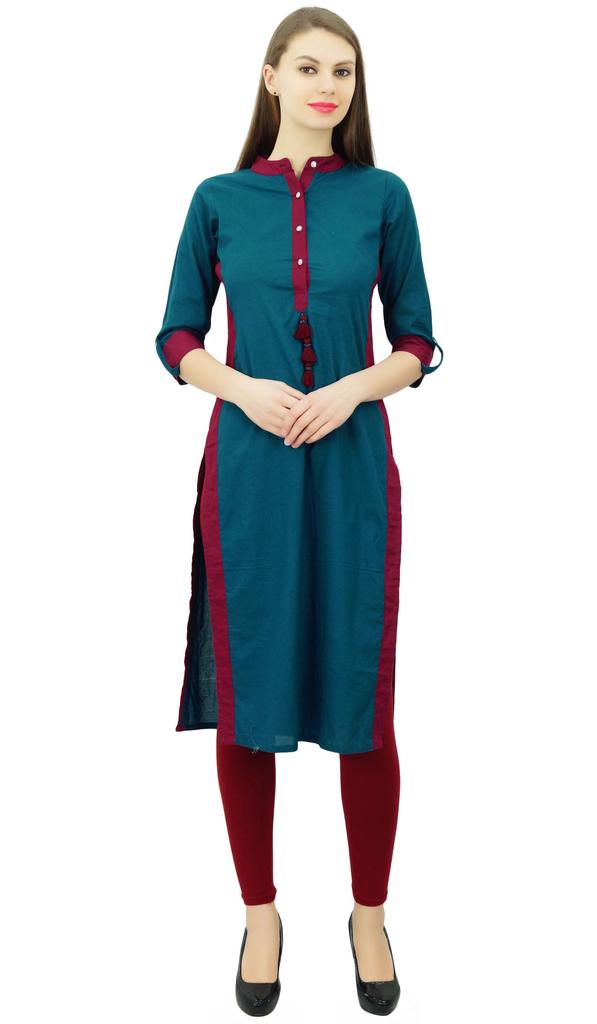 Phagun Women Cotton Custom Kurta With Collar Formal Casual Tunic Blouse