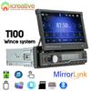 Car Multimedia Player Wince T100 RDS 1 DIN 7'' Bluetooth for Universal Dual USB Manual Retractable Screen FM MP5 Player