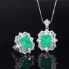 Jewelry Retro Simulation Emerald Pendant Ring With Diamond Print Set Main Stone