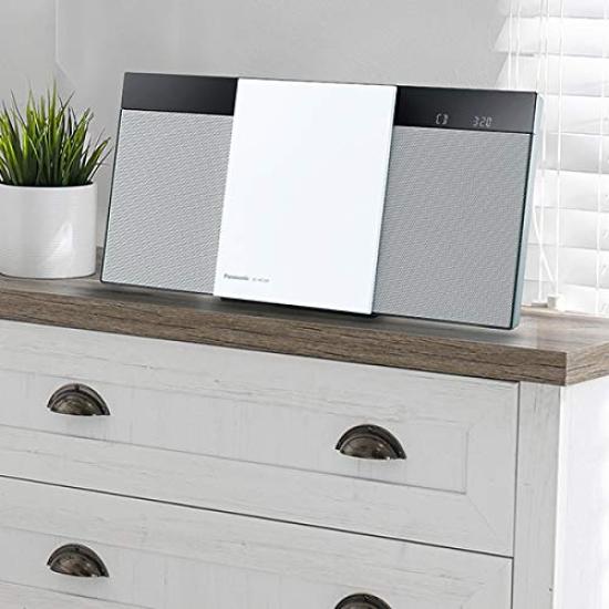 Panasonic Мини компонентный 2-диапазонный Bluetooth-совместимый с функцией записи на USB-накопитель FM/AM SC-HC320-W