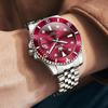 OLEVS Quartz Business Stylish Watch Waterproof Diamond Metal Band Date Luminous Present Watch for Men Red Men's Men's
