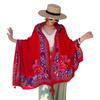 Red print ladies spring autumn summer outdoor sunshade sunscreen shawl scarf silk scarf travel photo shawl tassel