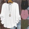 Женские модные повседневные однотонные блузки и рубашки с v-образным вырезом и рукавом 3/4 с принтом