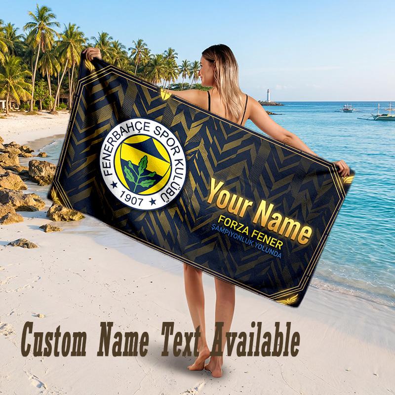 Fenerbahçe FC Design Beach Towel Custom Text Large Towel for Beach Vacation