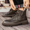 Martin Boots Men's Autumn and Winter High-top British Style Casual Leather Boots Leather Outdoor Retro Waterproof Tooling Short Boots