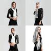 Elegant Lace Church Veil Shawl Scarf Hollowed Out Cape Neckerchief For Religious Event and Formal Occasion White/Black