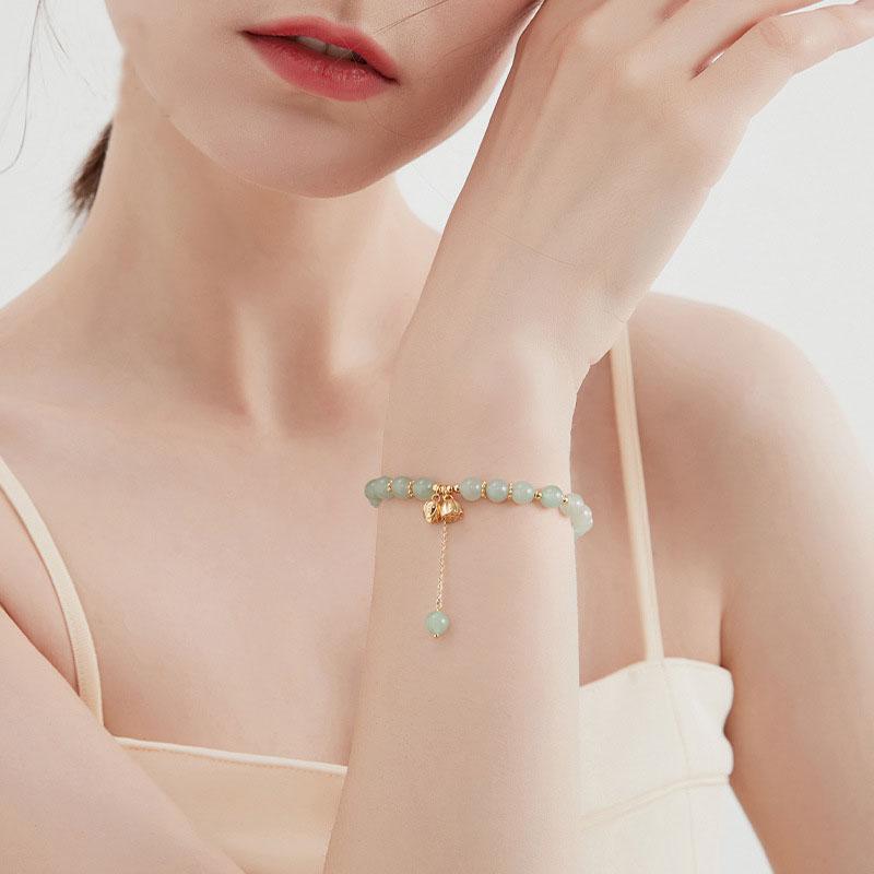 925 Sterling Silver Hotan Jade Lotus Seedpod Bracelet for Women Girl Retro Temperament Jewelry Gift Dropshipping