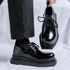 Platform Derby Shoes Men's Trendy Shoes British Black Big Head Shoes Heightening Niche High-end Casual Leather Shoes 6557-R