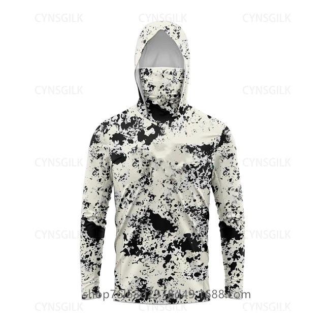 Outdoor sunscreen clothing, ice silk long-sleeved fishing clothing, quick-drying breathable hoodie, face towel, integrated mosquito-proof clothing +