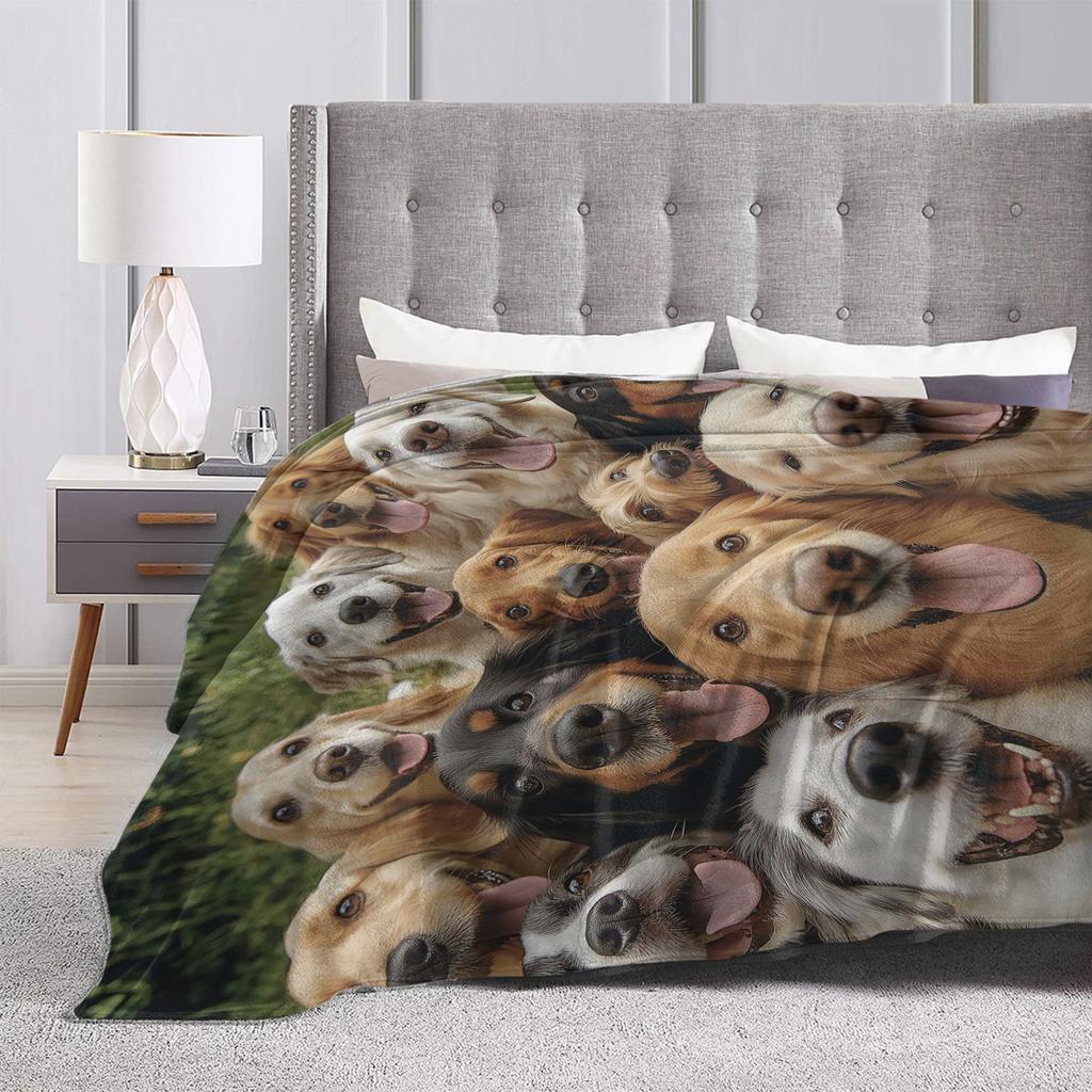 Funny Dog Selfie Flannel Blanket Winter Super Soft Throw Blanket for Girls Boys Outdoor Comfortable Bedspread Sofa Bed Cover