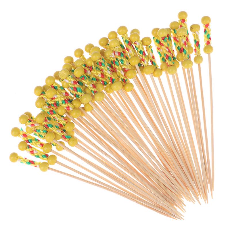 100Pcs/Pack Creative Fruit Fork Cocktail Stick Bamboo Skewers Candied Haws Stick Used for Buffet Wedding Food Decoration
