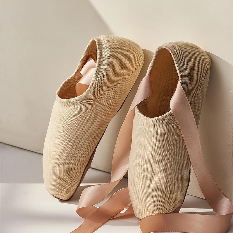 Женские Детские Ремешки Легкая Вязаная Пуанты Взрослые Дышащие Вязаные Танцевальные Туфли на Шнурках Прямые Продажи с Завода