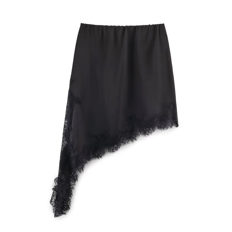Womens Asymmetrical Lace Midi Skirt Sexy Elegant Straight Fit Party Date