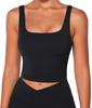 Women's Double Lined Tank Top, Sleeveless Square Neck Crop Top, Yoga & Fitness Fitted Workout Casual Activewear Shirt